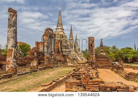 wat phrasisanphet Ayuttaya temple city in Thailand