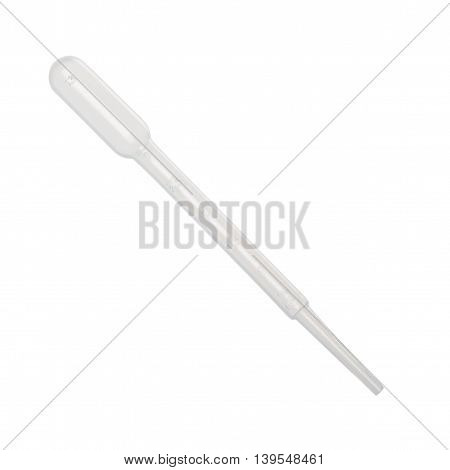 Plastic laboratory pipette isolated on white background