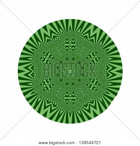 Ornamental Green Round Pattern Isolated on White Background