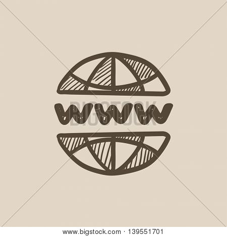 Globe internet vector sketch icon isolated on background. Hand drawn Globe internet icon. Globe internet sketch icon for infographic, website or app.