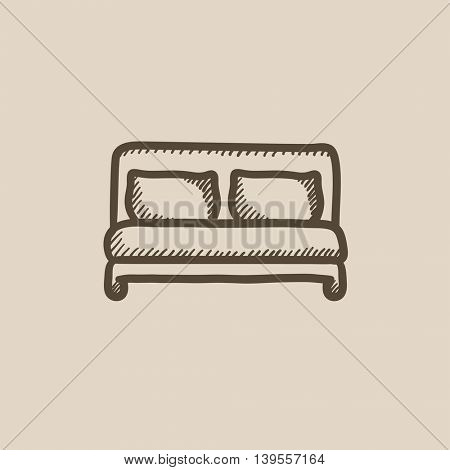 Double bed vector sketch icon isolated on background. Hand drawn Double bed icon. Double bed sketch icon for infographic, website or app.