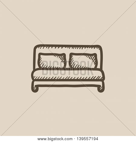 Double bed vector sketch icon isolated on background. Hand drawn Double bed icon. Double bed sketch icon for infographic, website or app.