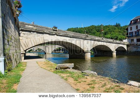 Bridges over the Aveyron river in Villefranche-de-Rouergue France