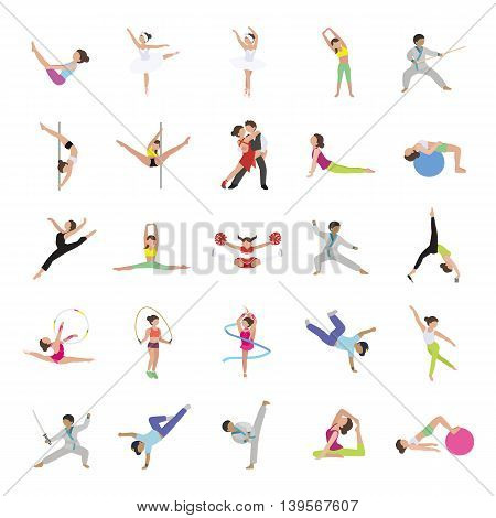 Dance & Fitness color vector icons collection