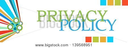 Privacy policy text written over colorful background.