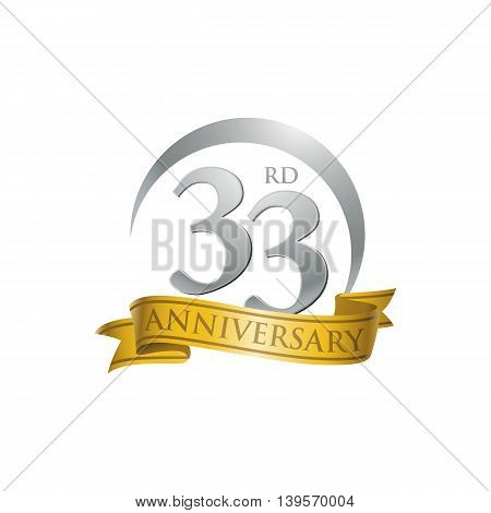 33rd anniversary gold logo template. Creative design. Business success