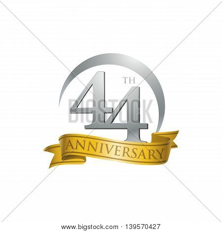 44th anniversary gold logo template. Creative design. Business success