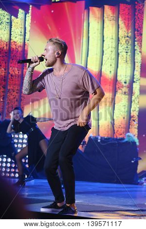 VITEBSK, BELARUS - JULY 17: Russian pop singer Egor Kreed performs during the 25th Slavyansky Bazar Festival on July 17, 2016 in Vitebsk, Belarus