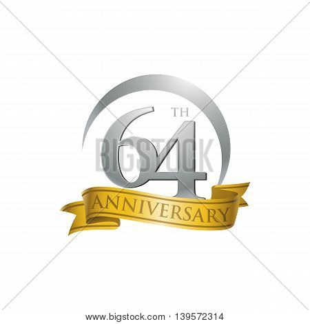 64th anniversary gold logo template. Creative design. Business success