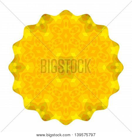 Ornamental Yellow Round Pattern Isolated on White Background