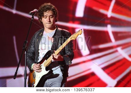 VITEBSK, BELARUS - JULY 17: Dutch pop singer Janieck Devy performs during the 25th Slavyansky Bazar Festival on July 17, 2016 in Vitebsk, Belarus