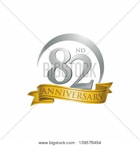 82nd anniversary gold logo template. Creative design. Business success