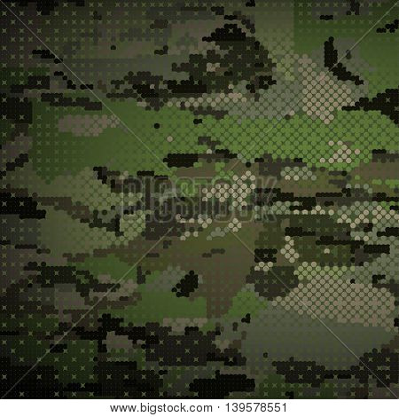 Camouflage military halftone pattern background. Vector illustration, EPS 10