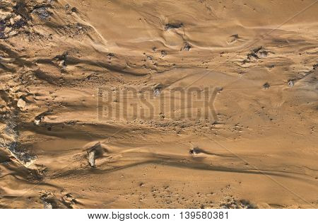 Fictional Mars Soil Aerial View. Trace of Water on Mars