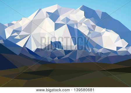 Mountains landscape in polygonal style. Mountains background in low poly