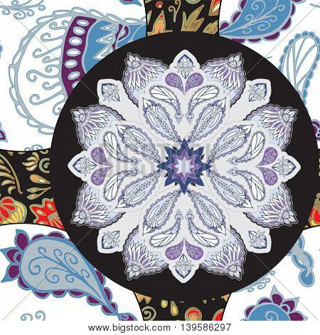 abstract seamless patcwork tile with floral ornament.arabic or orient pattern. vintage style