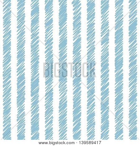 Vector vertical striped white and blue seamless pattern. Diagonal drawing of thin lines. Simple abstract geometric light ornamental illustration.