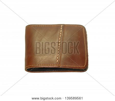 The leather wallet isolated on white background