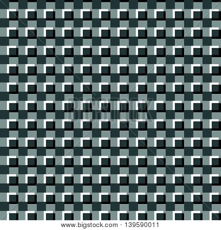 Illusory Monochrome Background With Mosaic Of Squares. Seamlessly Repeatable Black And White Pattern