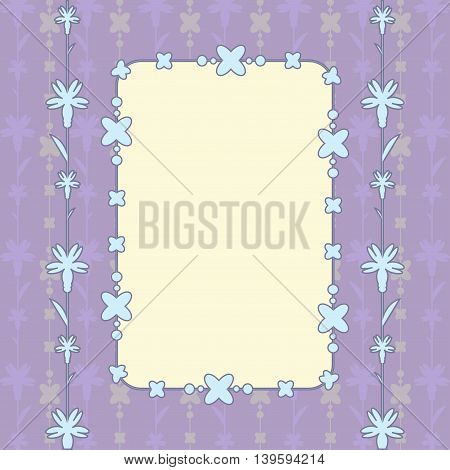 purple card with floral ornament and beads