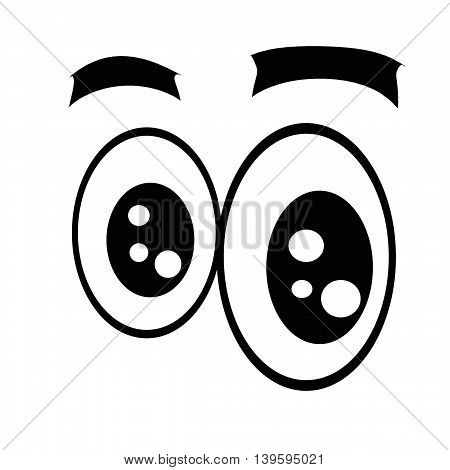 Cartoon eyes. Surprise. Illumination. Many highlights. One eye larger than the other.