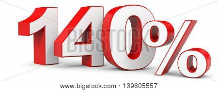 Discount 140 percent on white background. 3D illustration.