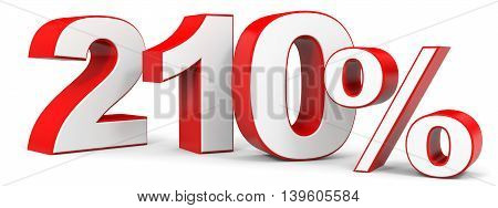 Discount 210 percent on white background. 3D illustration.
