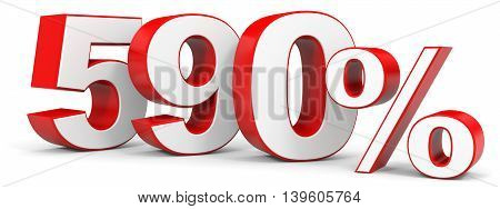 Discount 590 percent on white background. 3D illustration.