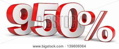 Discount 950 percent on white background. 3D illustration.