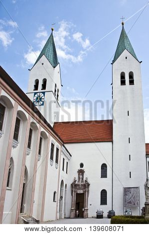 Freising famous cathedrale dome Mariendom Bavaria under blue sky