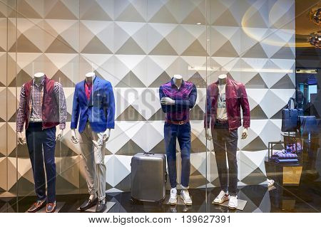 MACAO, CHINA - FEBRUARY 16, 2016: inside of Shoppes at Sands Cotai Centra. Shoppes at Sands Cotai Central is a large shopping mall in Macao