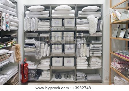 MACAO, CHINA - FEBRUARY 16, 2016: inside of Shoppes at Sands Cotai Centra. Shoppes at Sands Cotai Central is a large shopping mall in Macao