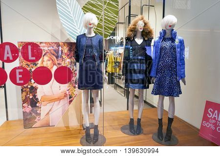MACAO, CHINA - FEBRUARY 16, 2016: inside of Shoppes at Sands Cotai Centra. Shoppes at Sands Cotai Central is a large shopping mall in Macao
