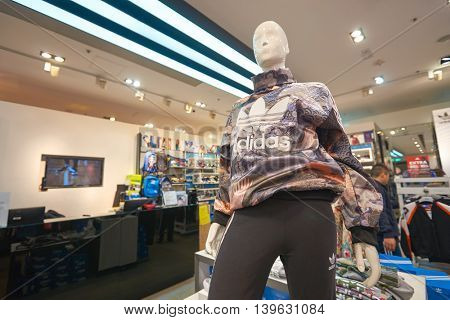 MACAO, CHINA - FEBRUARY 16, 2016: inside of Shoppes at Sands Cotai Centra. Shoppes at Sands Cotai Central is a large shopping mall in Macao