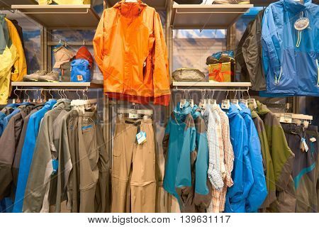 MACAO, CHINA - FEBRUARY 16, 2016: inside of Shoppes at Sands Cotai Centra. Shoppes at Sands Cotai Central is a large shopping mall in Macao