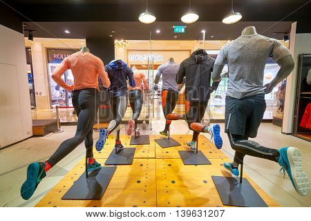 MACAO, CHINA - FEBRUARY 16, 2016: inside of Shoppes at Sands Cotai Centra. Shoppes at Sands Cotai Central is a large shopping mall in Macao