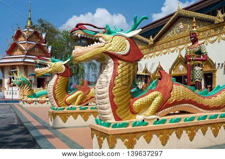 Sculpture At The Thai Temple Wat Chayamangkalaram On Island Penang, Malaysia