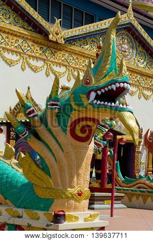 Sculpture At The Thai Temple Wat Chayamangkalaram On Island Penang, Malaysia