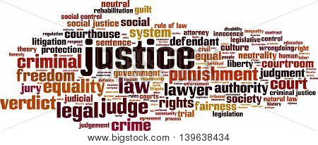 Justice word cloud concept. Vector illustration on white