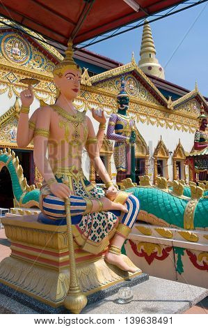 Sculpture At The Thai Temple Wat Chayamangkalaram On Island Penang, Malaysia