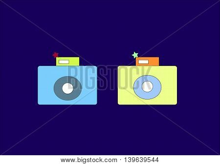 illustration which shows two camera on a dark background