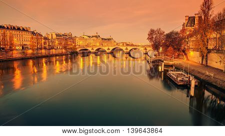 Paris, Frence: Seine river and Old Town of in the beautiful sunrise
