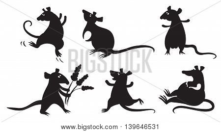 Set with silhouettes of fancy domestic rats