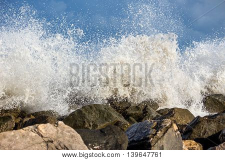 Sea wave Black Sea Poti Georgian coast.