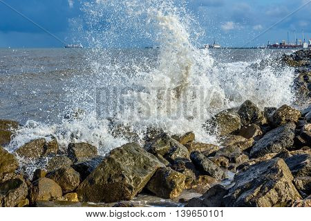 Sea wave Black Sea Poti Georgian coast.