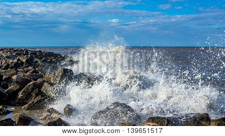 Sea wave Black Sea Poti Georgian coast.