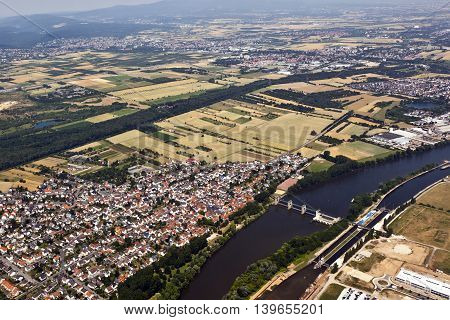 Old Town Of Eddersheim On River Main In Germany With Watergate