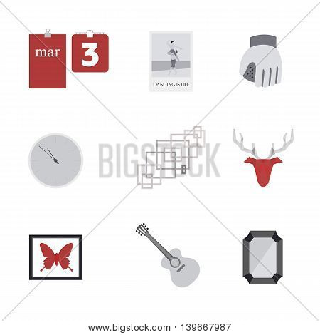 Set of Vector Illustrations of Different Decorative Elements for Walls
