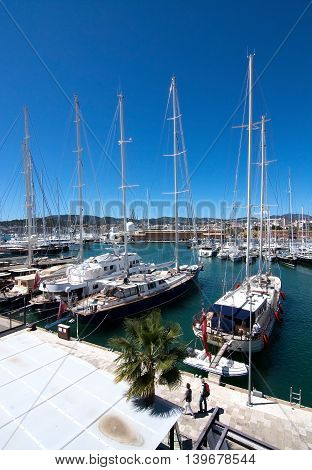 Large Sailing Yachts Moored In Palma Marina