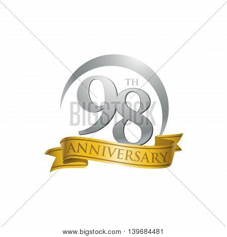 98th anniversary gold logo template. Creative design. Business success